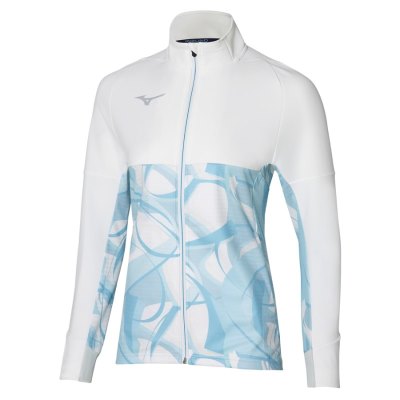 Cazadoras Mizuno Paris Athlete Hybrid Warm Up Mujer - Blancos / Azules - Chile M132TSYKAN